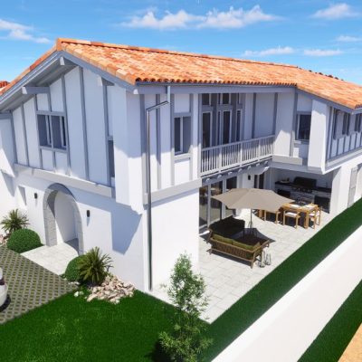 Perspective vue extérieure villa à Biarritz