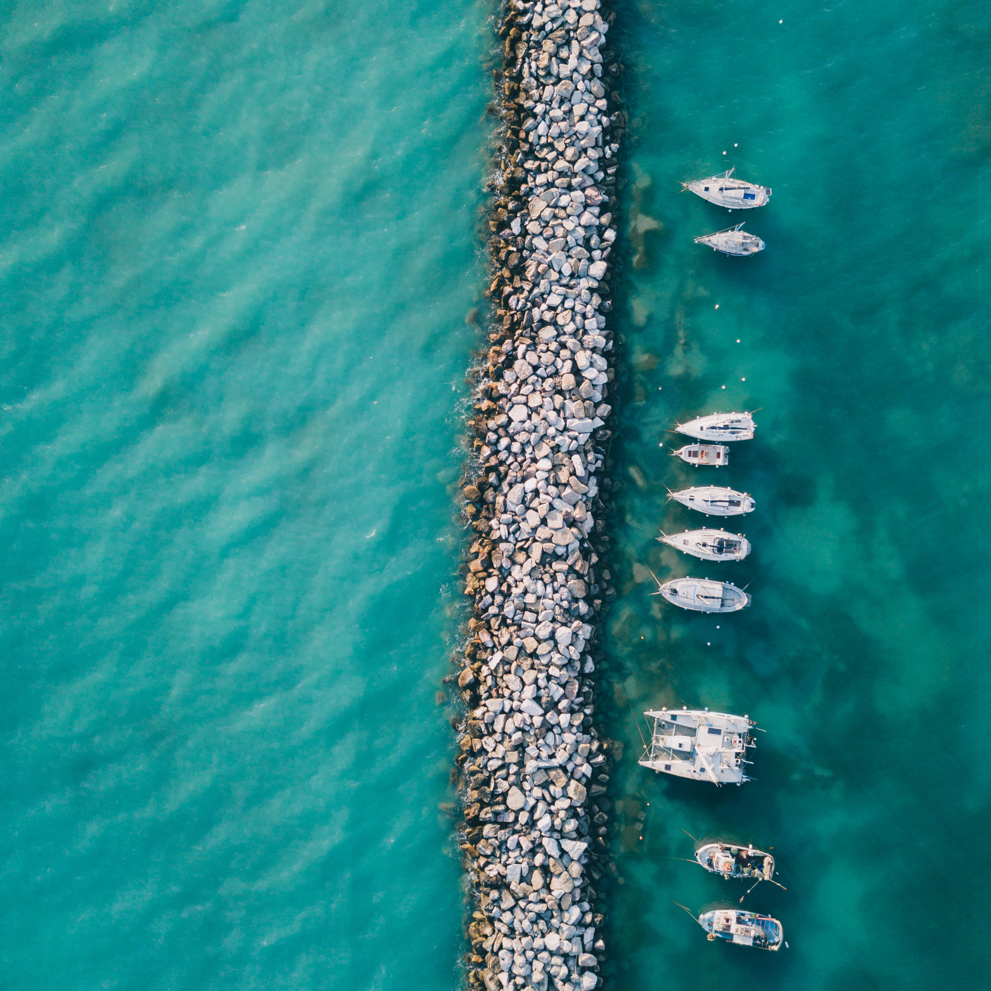 Vue drone bateaux