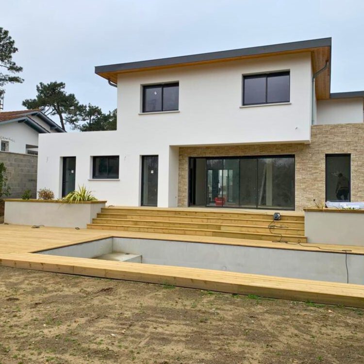 Maison neuve contemporaine, Anglet, Côte basque - chantier 2