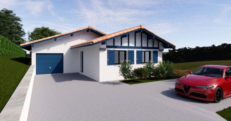 Perspective vue extérieur de la villa