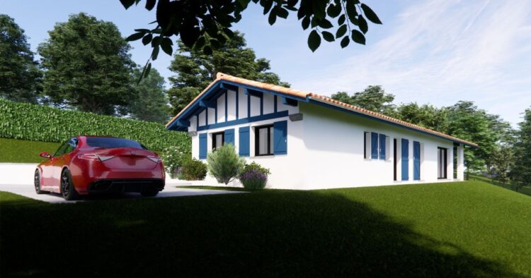 Perspective vue extérieur de la villa