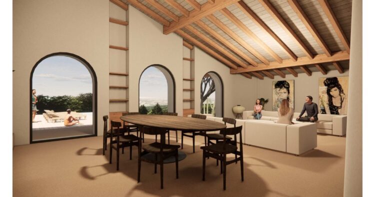 Vue intérieur sur une maquette de la Villa d'architecte à Bidart