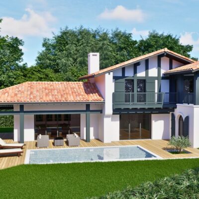 Vue extérieure de la villa d'architecte à Anglet, Quartier Chiberta