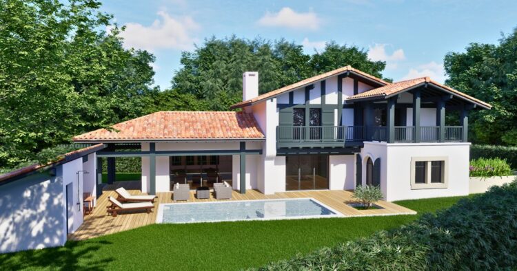 Vue extérieure de la villa d'architecte à Anglet, Quartier Chiberta