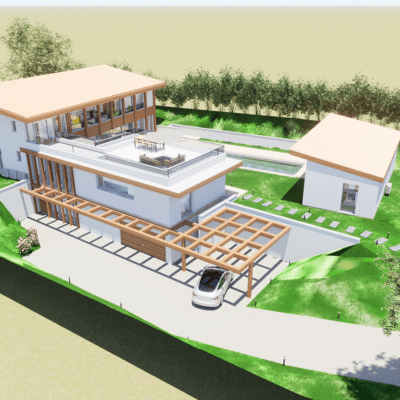 Vue extérieure de la villa d'architecte à Anglet, Quartier Chiberta