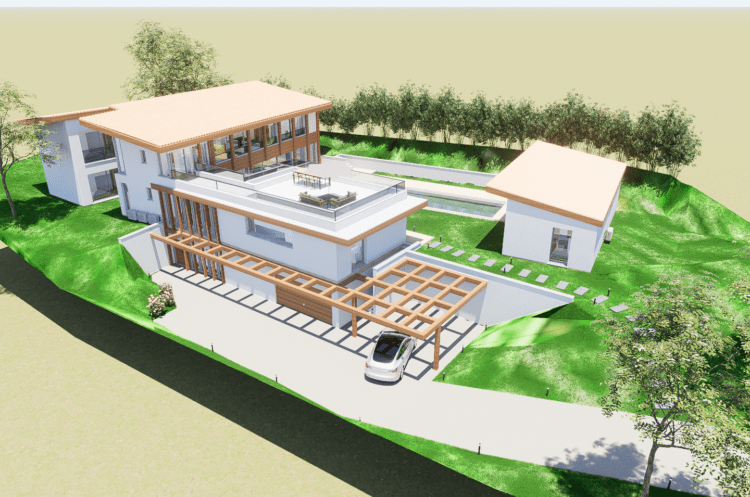 Vue extérieure de la villa d'architecte à Anglet, Quartier Chiberta