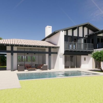 Vue extérieure de la villa d'architecte à Anglet, Quartier Chiberta