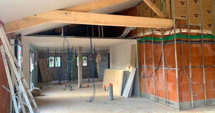 Photographie vue intérieur du chantier en cours de la villa