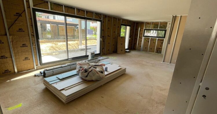 Photographie intérieure chantier villa d'architecte Bayonne