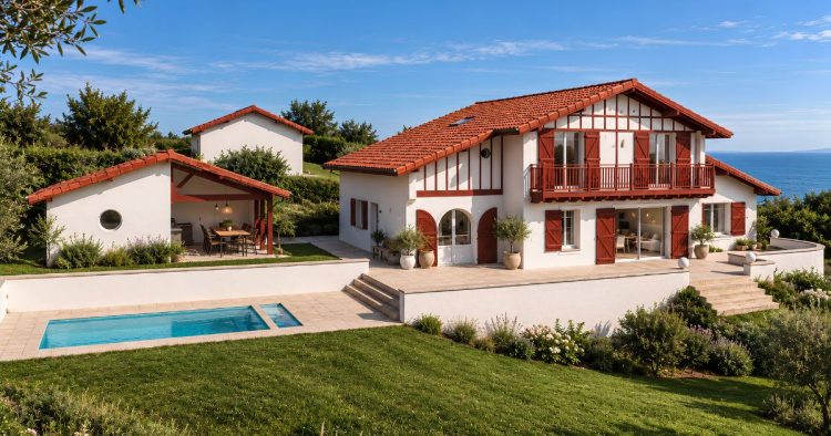 villa de prestige à Saint-Jean-de-Luz – vu extérieure. Villa de prestige à Chantaco – Charme basque revisité 1